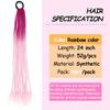Braided Ponytail Hair Extensions 24 Inch Colorful Box Braids with Rubber Bands Synthetic Hairpieces for Girl  Women Accessories Crazy Hair Day