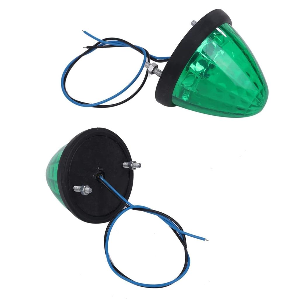 Truck Side Marker 24V Vehicle Bus Chassis Universal Lamps, Green, LED, Round, 10-Pack, Diamond-Cut Lens, Marker, Marker, Mount, (Green)