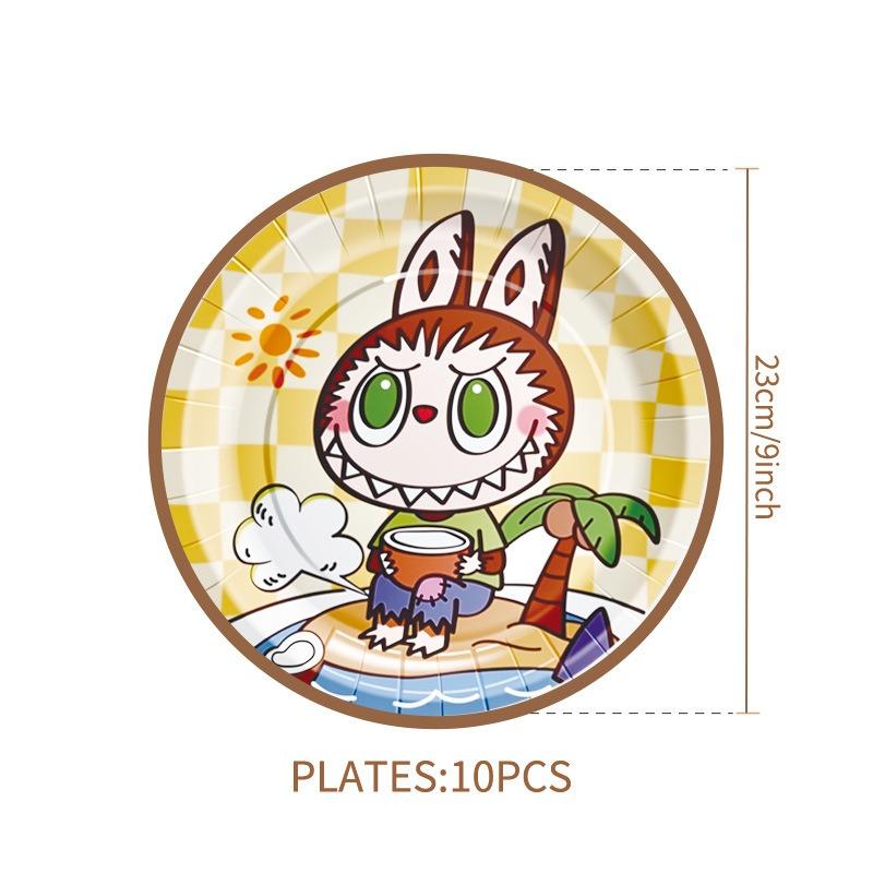 New super cute birthday tableware party theme disposable paper plate tissue paper cup tablecloth flag cross