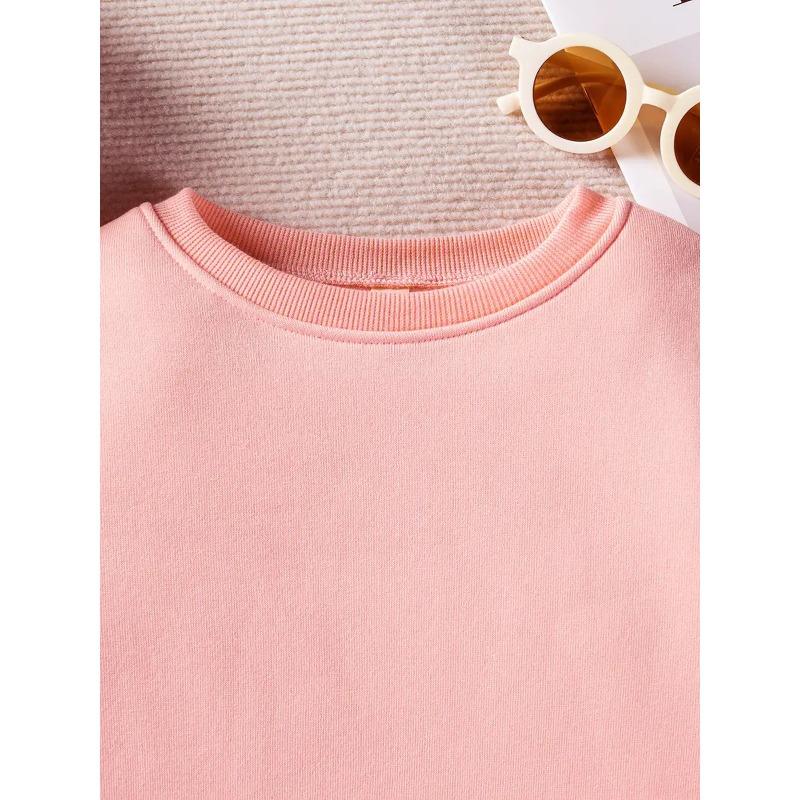 European Sizes Cute Little Kid Neon 67 Printed Long Sleeve Sweatshirt with Thumbs Up Details | Trendy Casual Crew Neck Pullover for Kids