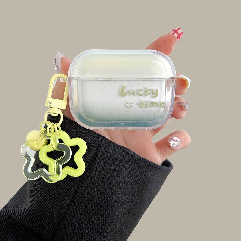 

Transparent Soft Case 3 Generation Silicone Pro Fresh Girl 1 Generation Set All-Inclusive Drop-Resistant New Arrival Minimalist Female 4 Generation Apple Airpods Pro luck Gradient + Matcha Stars