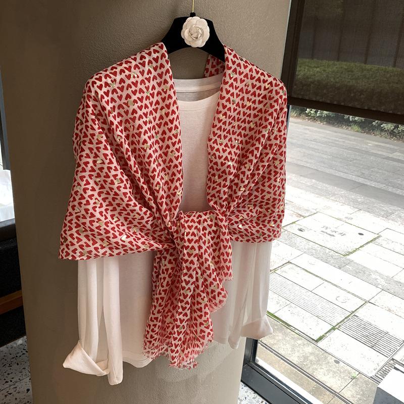 Spring And Summer Versatile Fashion Bali Yarn Silk Scarf Pearl Button Cashew Print Sun Protection Shawl Beach Towel Sun Protection Scarf