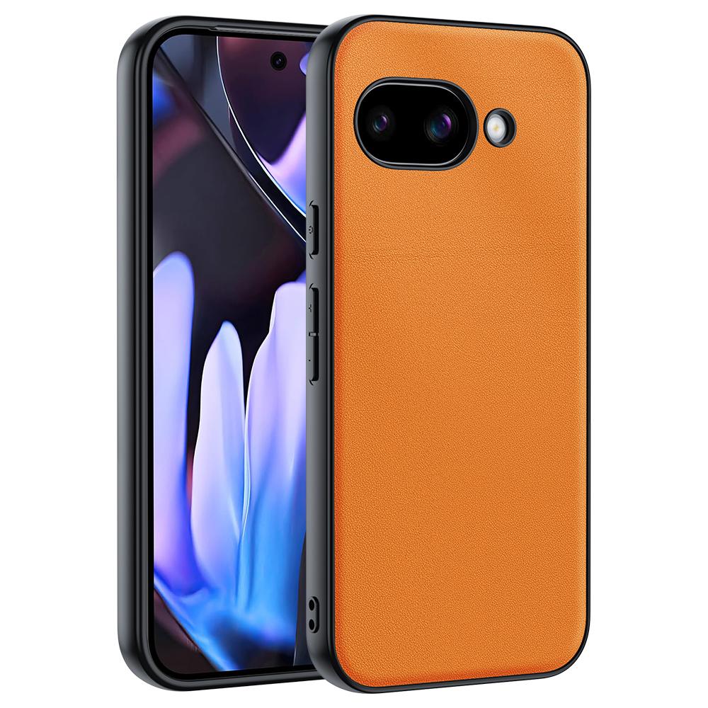 

For Google Pixel 9a Case PU Leather Coated PC+TPU Anti-Drop Phone Cover Orange
