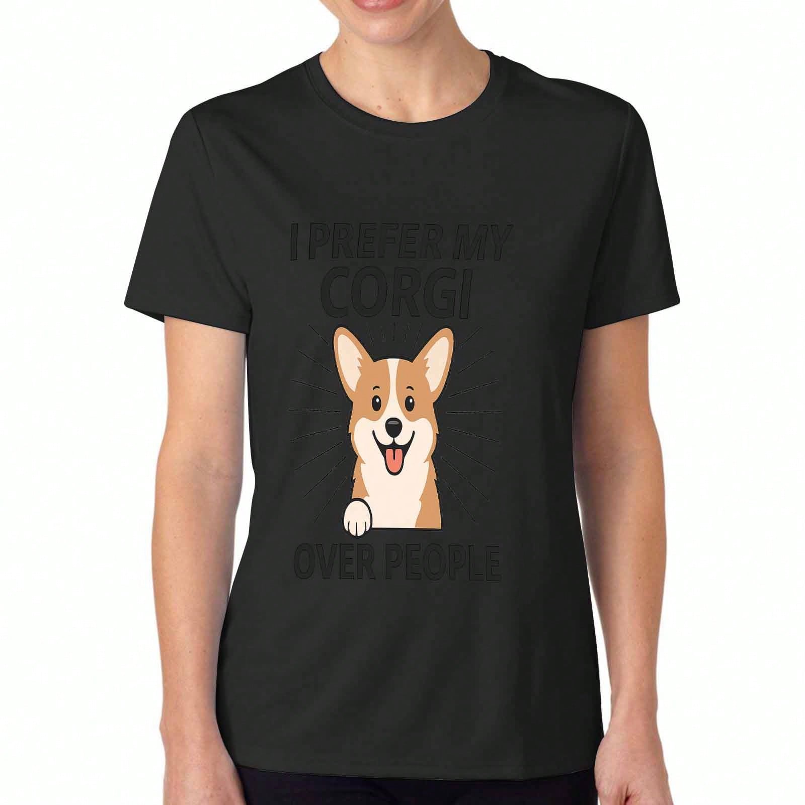 Corgi Over People unisex Cotton T Shirt, Premium Cotton Quality Print, Durable, Casual Fashion. I Prefer My Corgi Over People Funny Slogan Cute Dog Gr S разноцветный