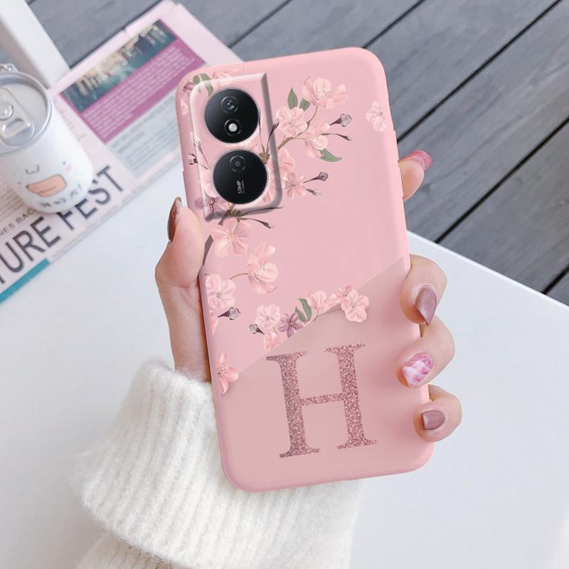 Letter Flower Phone Case For Honor X7b 4G 5G Shockproof TPU Bumper Soft Silicone Cover For HonorX7B Shell HonorX7 B X 7B Fundas