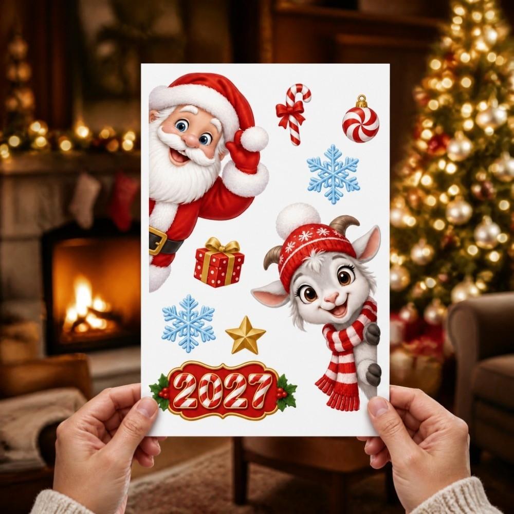 Elk Cat Static Window Stickers Santa Claus Xmas Static Decals Christmas Window Stickers Store