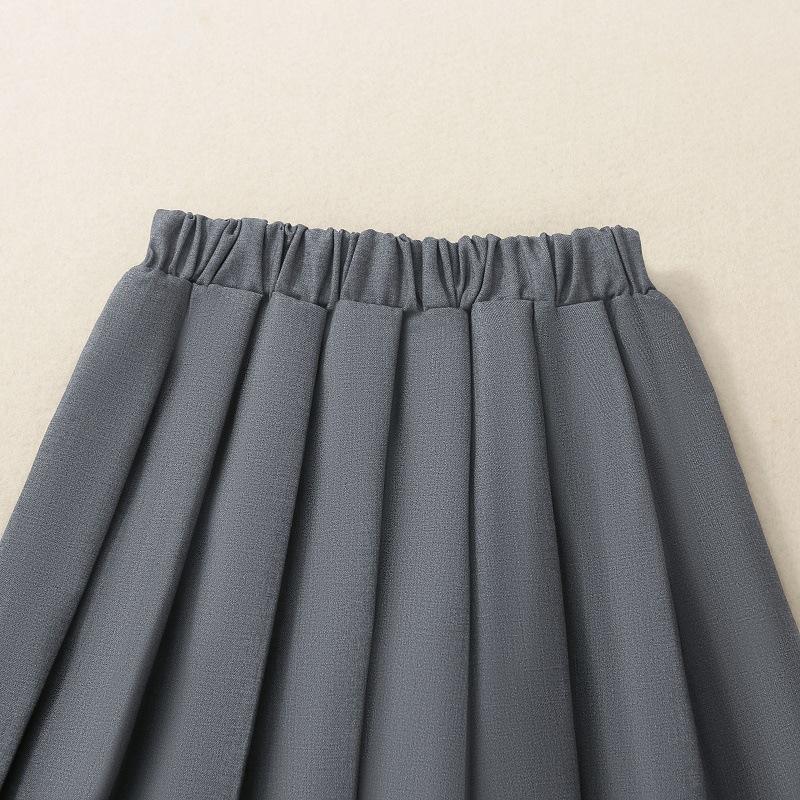 Girls' Skirt Pleated Skirt 2024 Spring and Autumn New Style Medium and Large Children's Solid Color Skirt Children's Versatile Jk Skirt Autumn