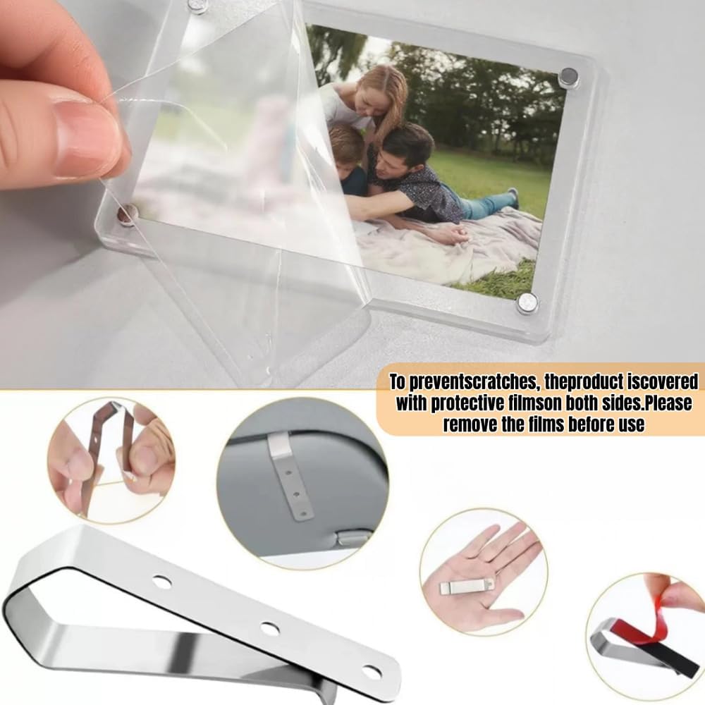 3Pcs Magnetic Car Picture Holder - Transparen Car Visor Clip Photo Frame Suitable for Lover or Family Photo, Car Visor Photo Clip Gifts for Mom