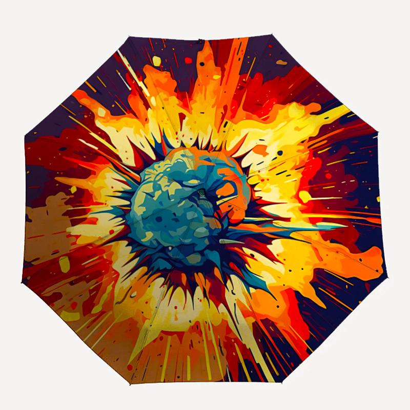 

1pc Explosion Print Automatic Umbrella - 8-Rib Durable Frame, Portable Fashion Accessory & Holiday Gift yy251117135