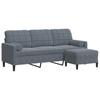 3 Seater Velvet Sofa with Footstool Dark Grey 180 Cm