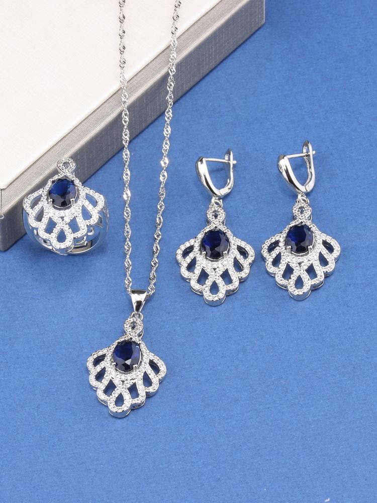10-Colors Bridal   Big  Jewelry Sets Wedding Luxury Quality Zircon Accessories Necklace Earrings Ring For Women Gift
