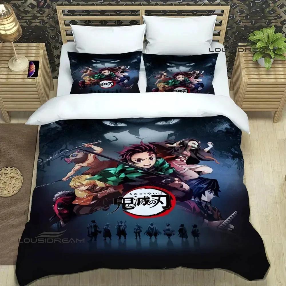 3D Print 3D Print Demon Slayer Anime Bedding Set Double Twin King Duvet Cover Comforter Pillowcase Boys Girls Adults Bedroom