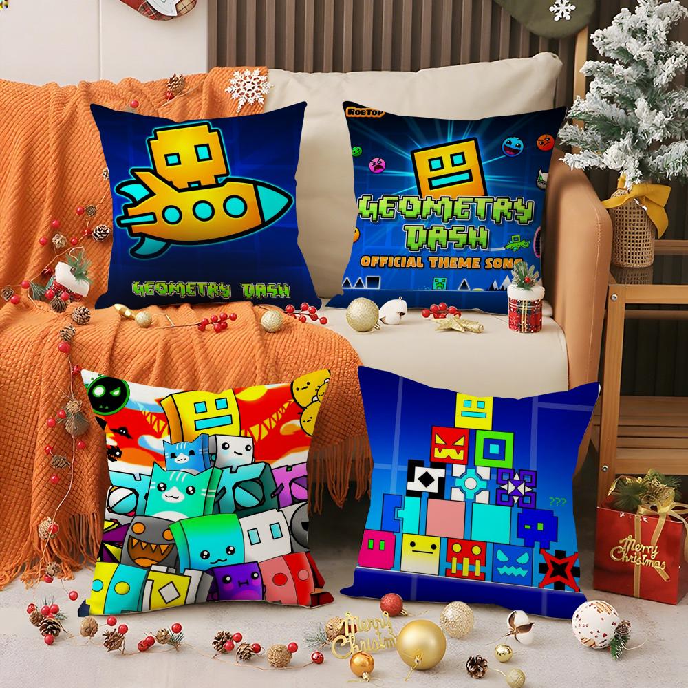 G-Geometry Dash V-Video Pillow Case Pattern Printed Pillowcase For Living Room Sofa Cushion Cover & Bedroom Decor