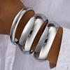 IF ME 3Pcs/Set Classic Geometric Wide Bangles for Women Geometric Smooth Gold Silver Color Chunky Bracelets Party Jewelry Accessories