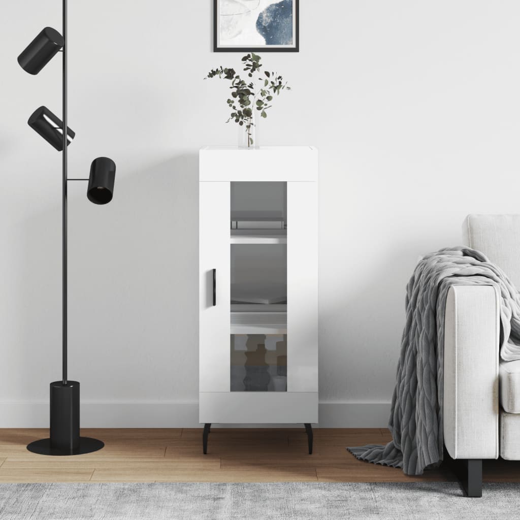 Sideboard High Gloss White 34.5 x 34 x 90 cm Engineered Wood