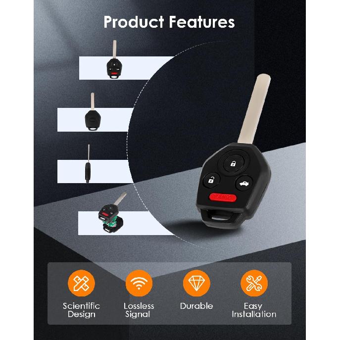 OCPTY 1 X Flip Key Entry Remote Control uncut Key Fob Transmitter Replacement for Subaru Legacy 2010-2014 for Subaru Outback 10 11 12 13 14 CWTWBU766