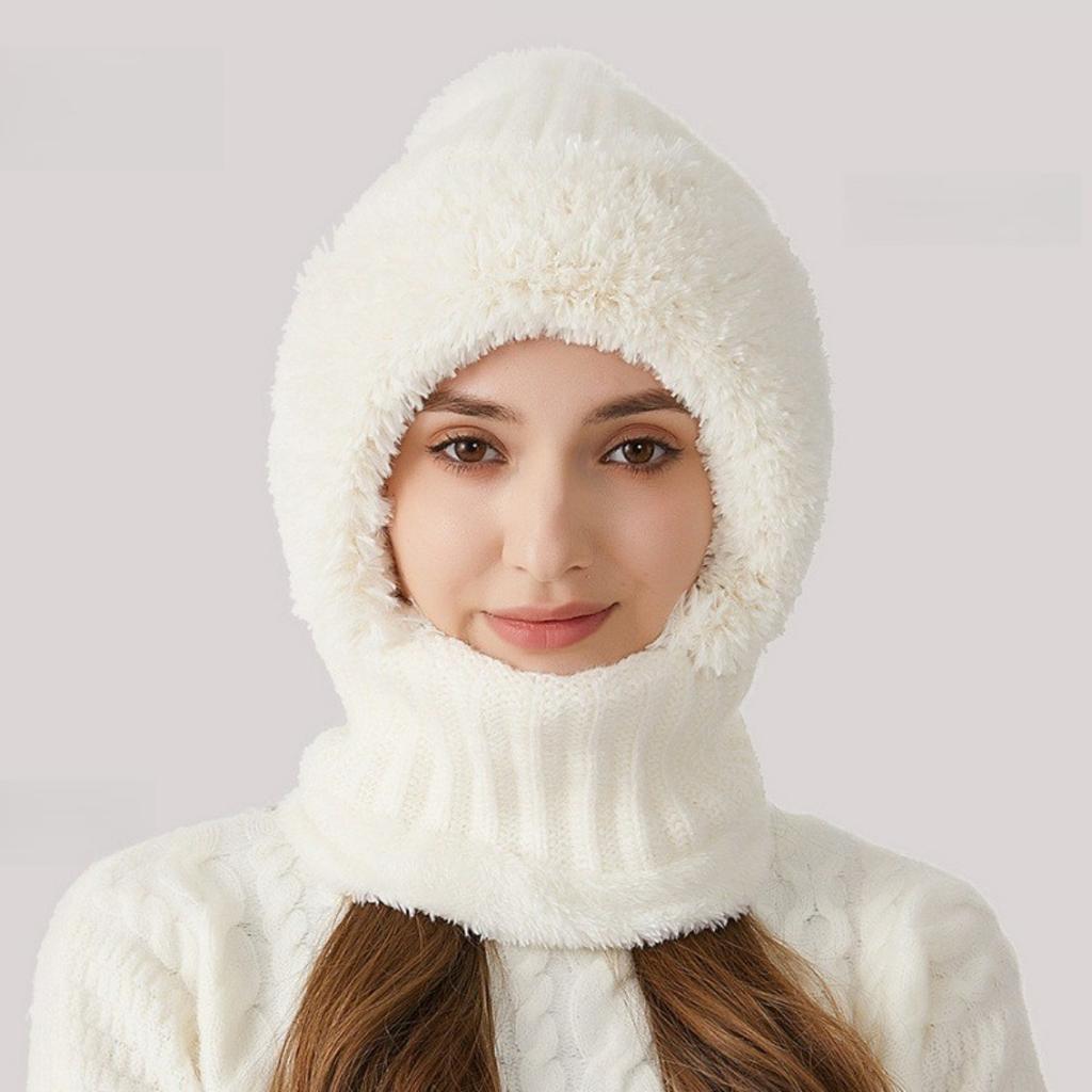 Hohe Elastizität, Einfarbig, Strickmütze, Schal, Maske, Overall, Damen, Radfahren, Winddichte Mütze, Warme Mütze