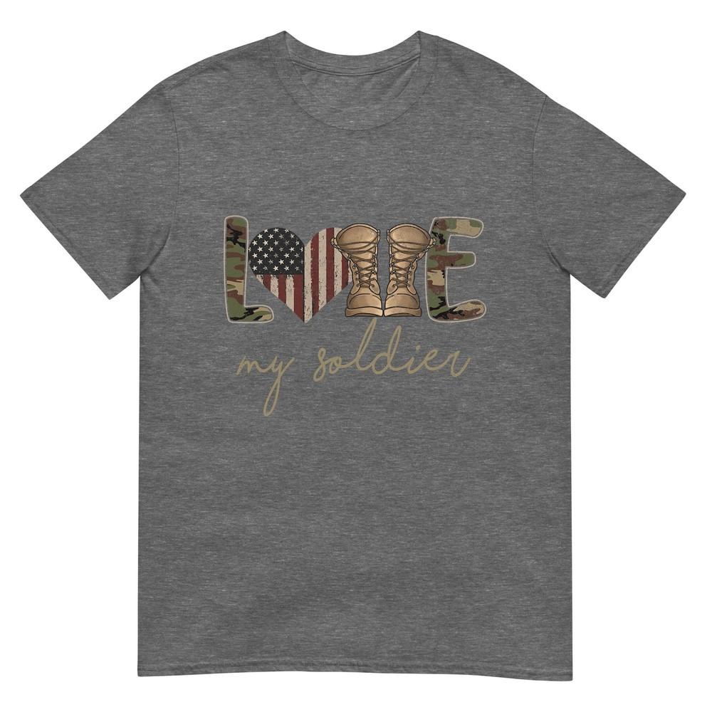 I Love My Soldier Military Army Wife Usa Camour Flag Tshirt