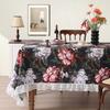 Zwart Bloem Vogel Patroon Tafelkleed Amerikaanse Stijl Wit Kant Tafelblad Hoes Waterdicht Antislip Slijtvast Tafelkleed