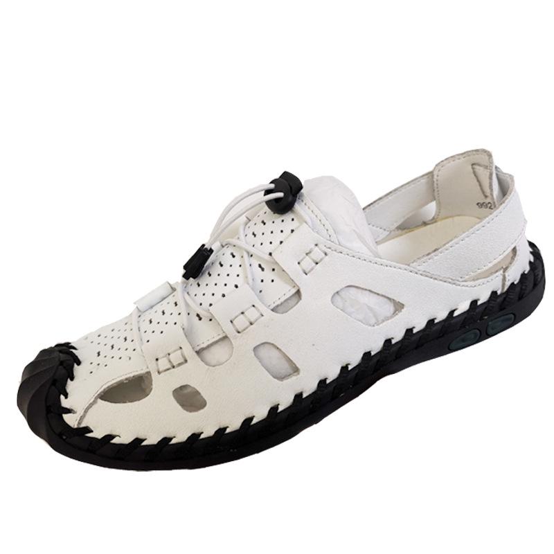 

Мужские летние пляжные сандалии из натуральной дышащей кожи 2024 года — мягкая подошва, полая конструкция. 44