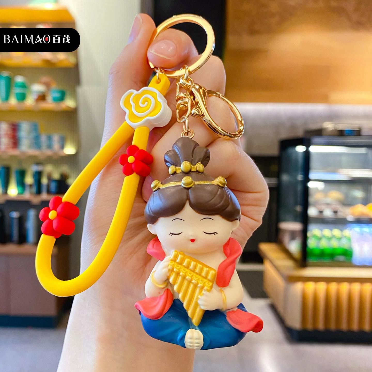 

Креативный мультяшный брелок-подвеска в виде летящей девушки Дуньхуан с сердечком, милая кукла, мужской и женский брелок для сумки, кольцо для ключей, подвеска OPP Bag Packaging