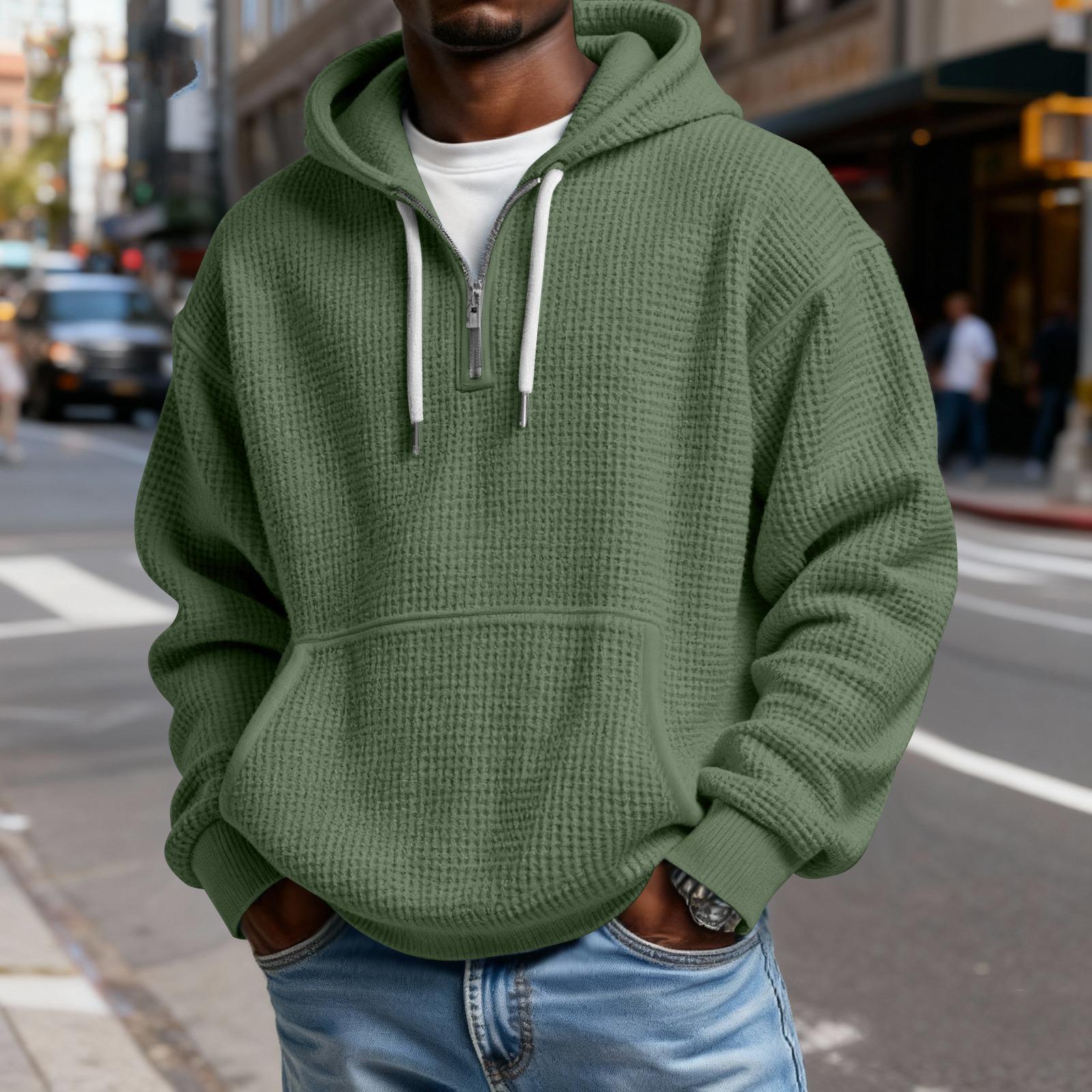 

Mokaloha Men s Casual Solid Color Zipper Long Sleeve Hooded Sweatshirt, Everyday Zipper Casual Long Sleeve T-Shirt L армия зеленый