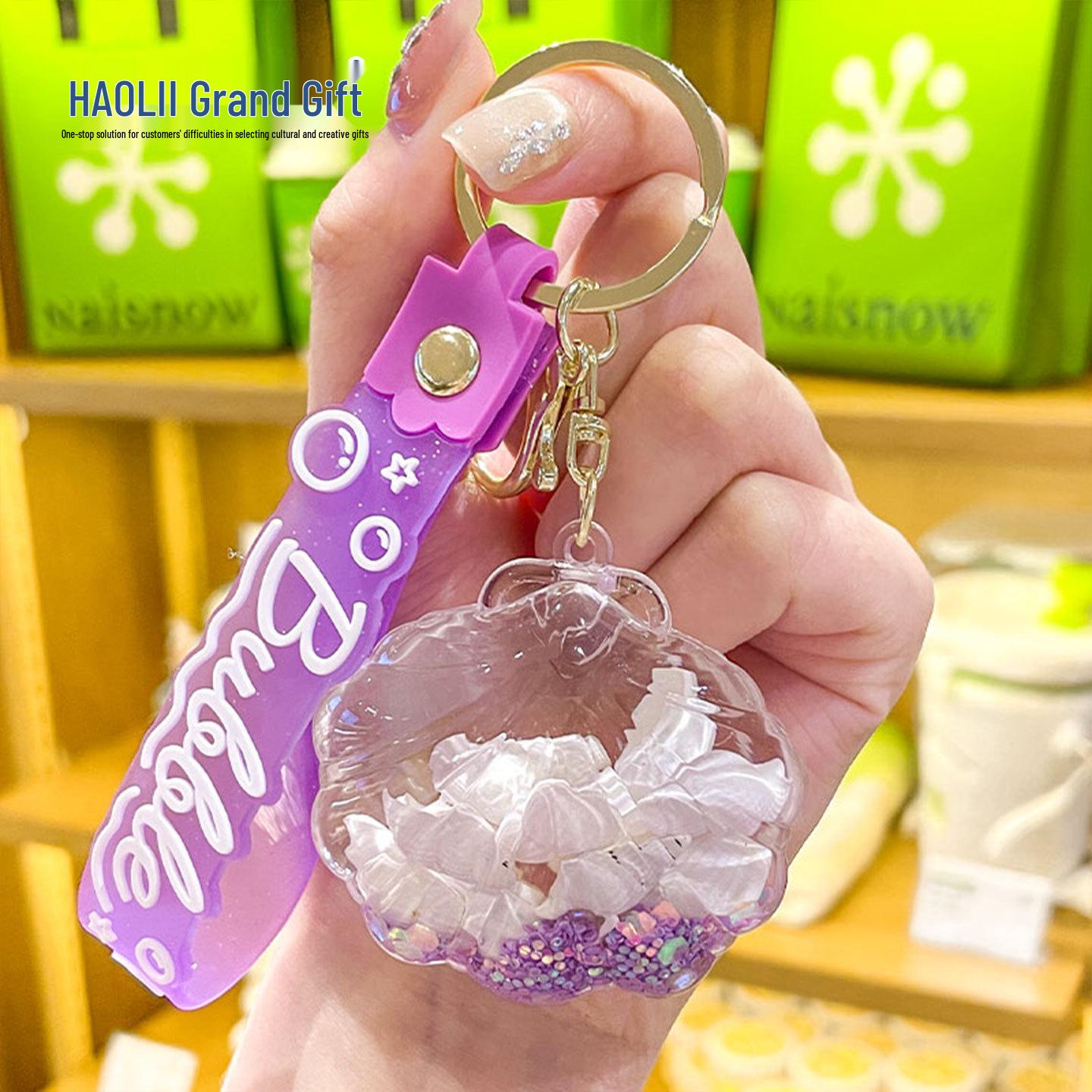 Cartoon Quicksand Seashell Snail Keychain - Cute Couples Bag Pendant Gift