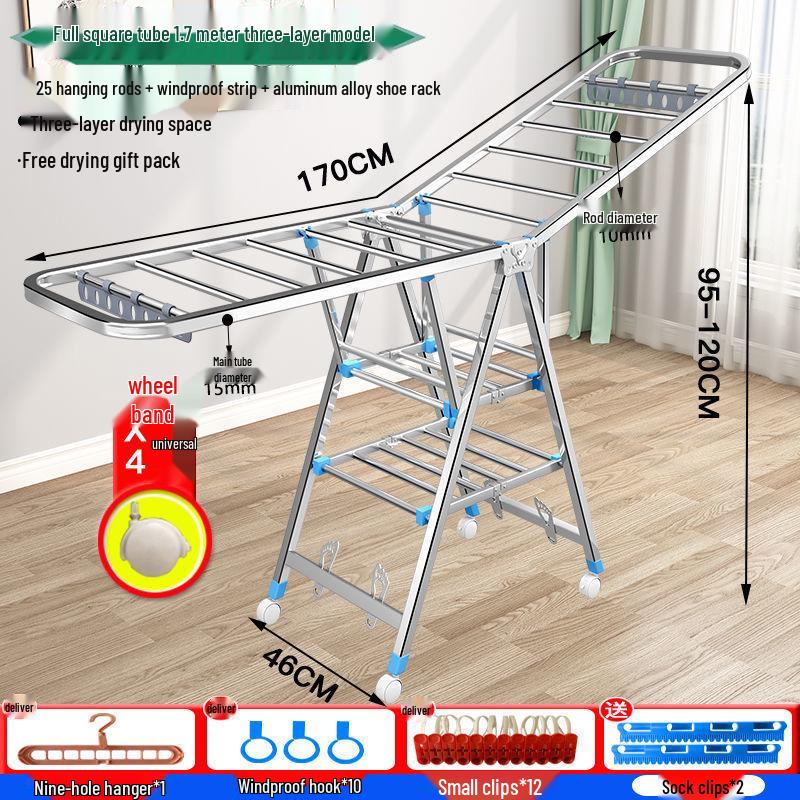 Floor-Standing Folding Towel and Clothes Rack for Hairdressing Salons and Barber Shops