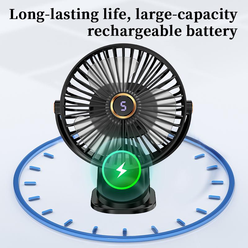 Compact Desktop Fan, Operates Silently, Lightweight Usb Charging, Five-Speed Wind Speed Adjustment, Adjustable Tilt Angle