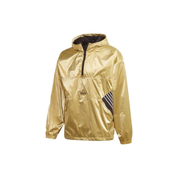 adidas originals TLM 02 WB Gold Half Zipper Pullover hooded Double Sided Windbreaker Jacket Gold Color Men s GD5800 XS