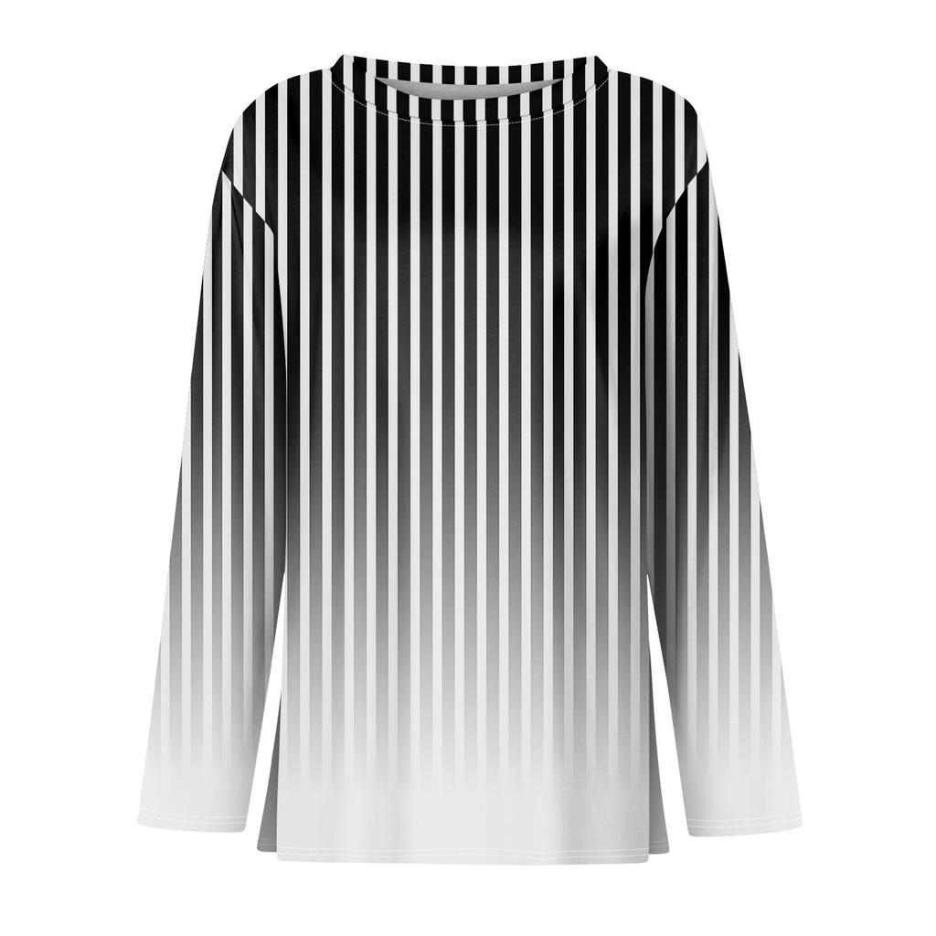 Dámská móda Ležérní Rozparek Lem s kulatým výstřihem Dlouhý rukáv Volný Potištěné tričko Dámské Top