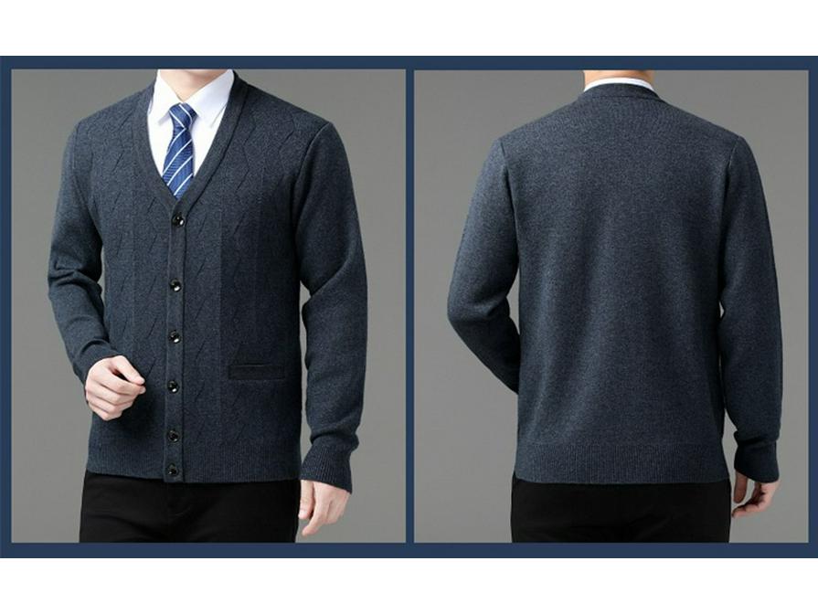 Brandneuer Herren Winter Kaschmir Cardigan: Mid-Age Dad Stil, Dicker Business Wollpullovermantel