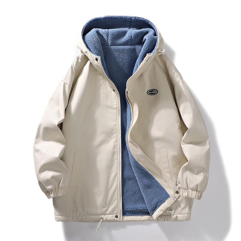 2025 Men's Autumn/Winter Thickened Hooded Cotton Jacket with Plush Lining - Warm Outerwear
