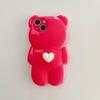 Cartoon 3d Bear Shape Cute Design Clear Case For Iphone 13 12 11 Pro Max Xs Max Xr X Korean Love Heart Lens Protection Cover
