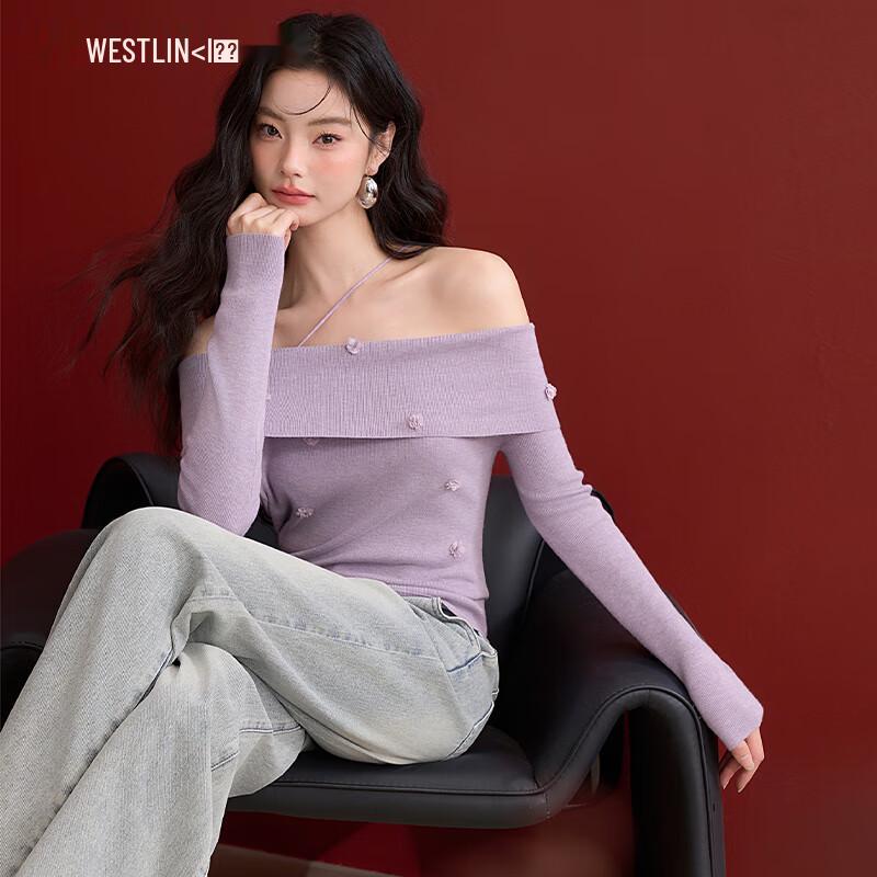 

Xiyu Women s Off-Shoulder 3D Floral Knit Sweater M