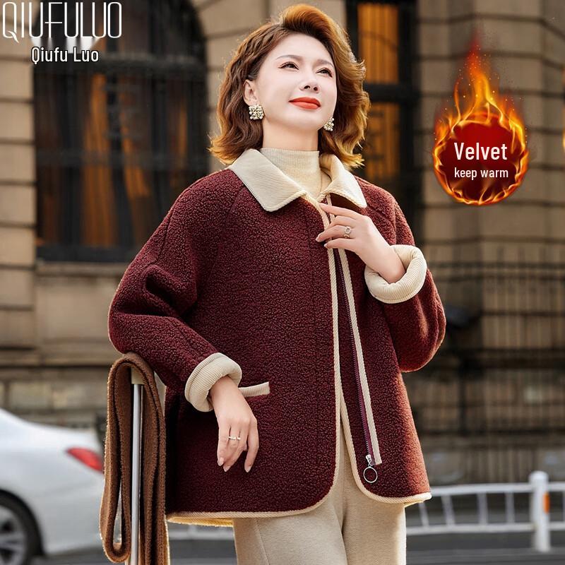 Qiufuluo Women s Plush-Lined Warm Winter Jacket 3XL