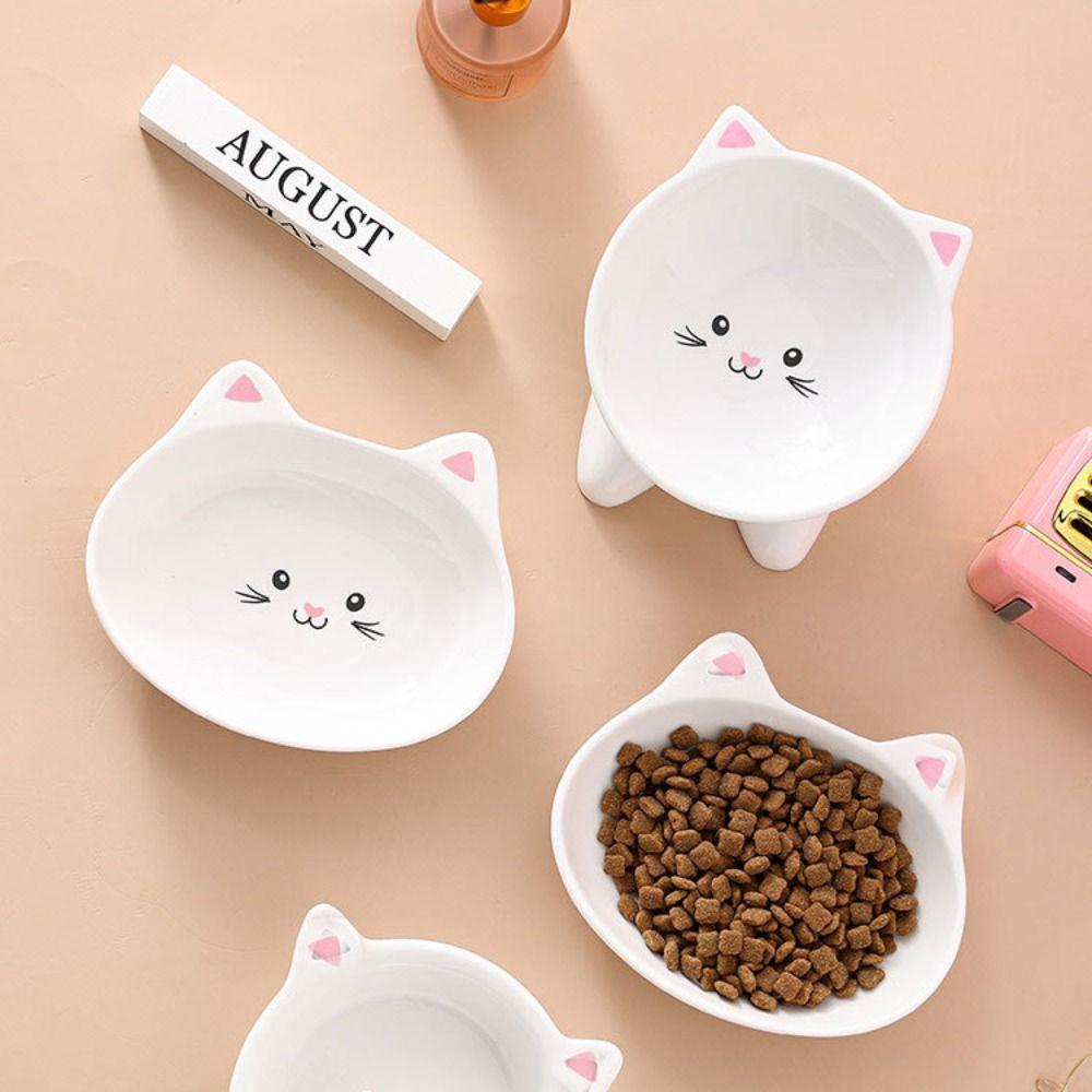 Cute Cat Bowl Creative Cats Drinking Feeder Pet Supplies Pet High Foot Bowl  Neck Protection