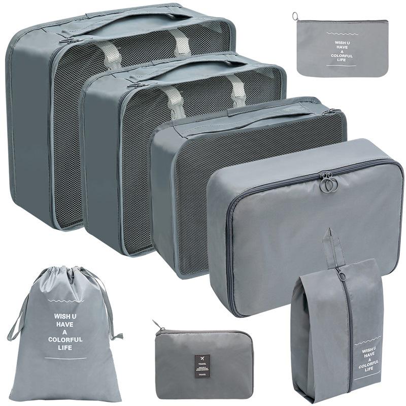 Travel Storage Set: Foldable Toiletry, Makeup, Clothes, Shoes, Digital Accessories, and Drawstring Luggage Bags.