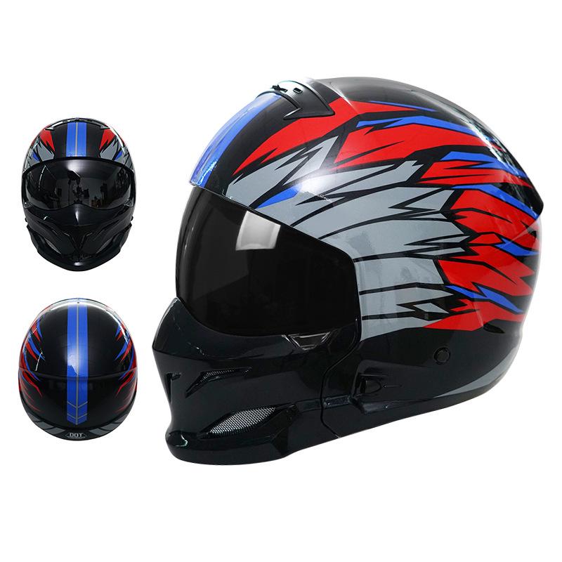 3C Certified Full Face Retro Motorcycle Helmet for All Seasons - Men's and Women's Scorpion Combination Half Helmet
