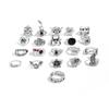 IngeSight.Z 21Pcs Goth Creative Skull Spider Stack Ring Men Vintage Punk Silver Color Ring Street Party Jewelry Accessories Gift