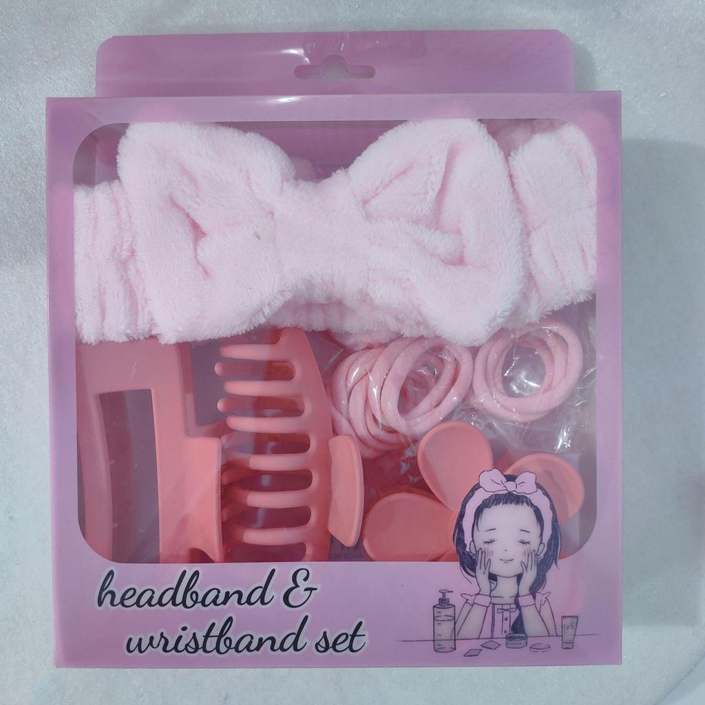 16-Piece Multi-Color Soft Headband and Hair Clip Set with Bowknot Washband and Elastic Hair Ties