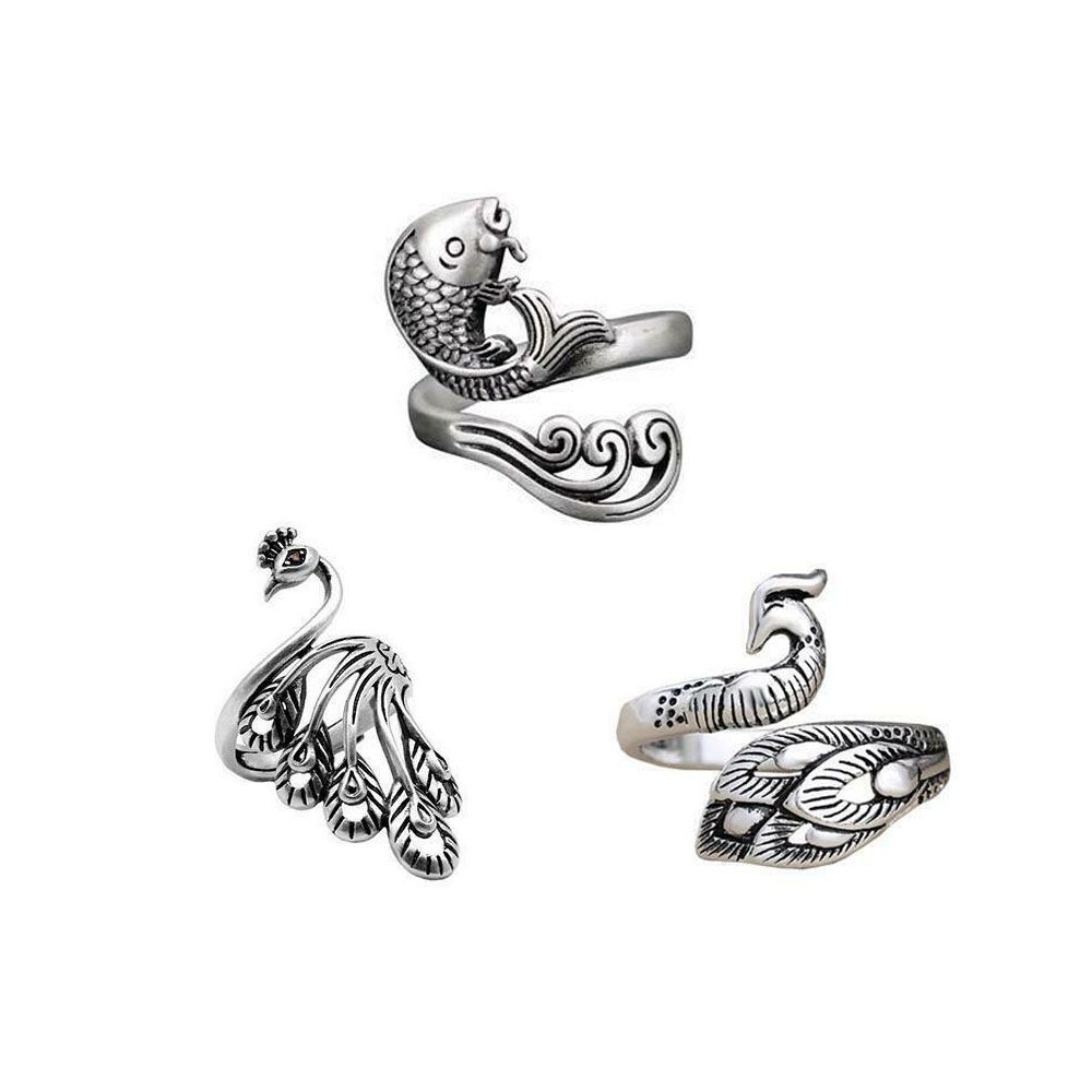 Accessories Knitting Loop Crochet Ring Thimble Ring Peacock Fish Phoenix Ring Sewing Accessories