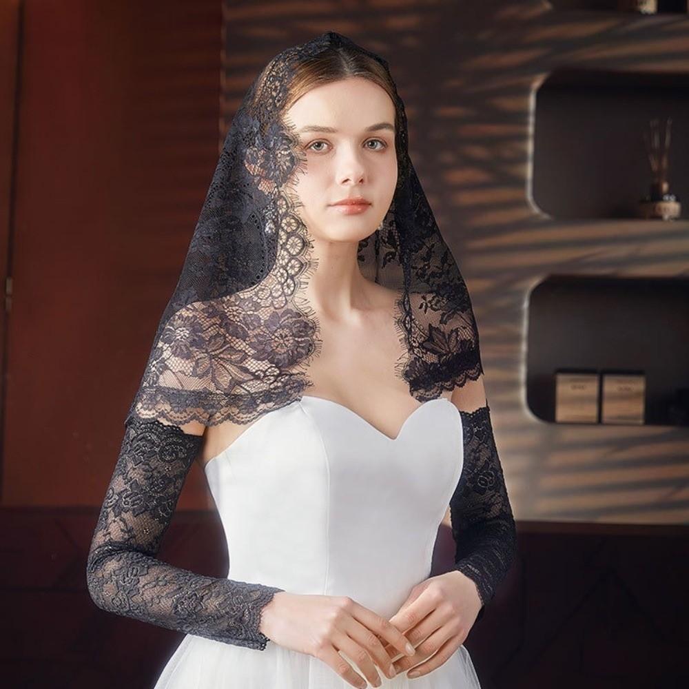 88×58cm Hijab Lace Veil Short Lace Headwrap Bridal Veils Wedding Bridal Headpiece Accessories