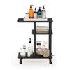 Furinno U-Shaped Side Table with Casters, Espresso/Black [Officially Imported from Japan]