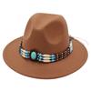 Turquoise Ethnic Style Top Hat, Foreign Style Jazz Hat, Retro Felt Hat, Spanish Temperament Plush Woolen Hat