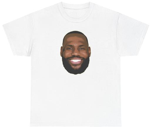 LeBron Smiling Face T Shirt Funny Basketball Meme Gen Z Sports Humor Tee M