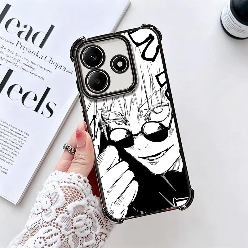 Cool Black JUJUSU Anime Soft Phone Case For Xiaomi Redmi Note 14 15 Pro Plus 13 12 11S 11T 5G 10 9S 9 Plating Anti-Fall Fundas