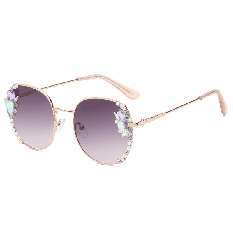 Crystal sunglasses fashionable frame elegant womens diamond-set street shot sunglasses anti ultraviolet rays