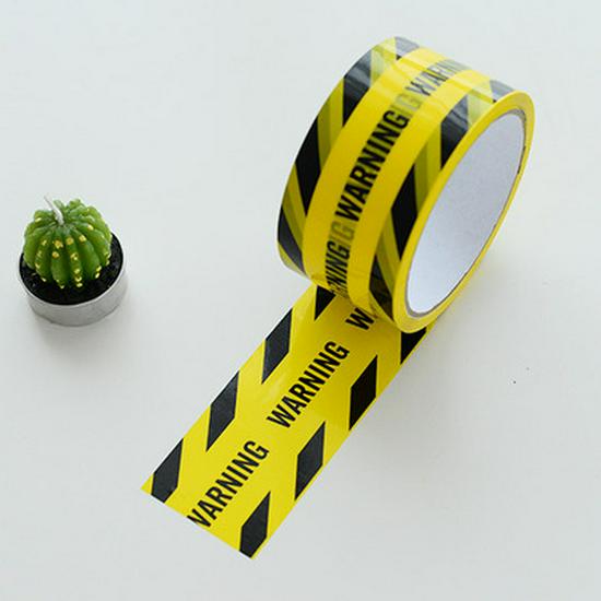 Large Roll Warning Tape - Black Text on Yellow Background, 4.8CM Wide, 25M Long