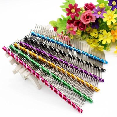 Colorful Pet Grooming Shedding Comb Stainless Steel Cats Dogs Long Thick Hair Fur Removal Brush